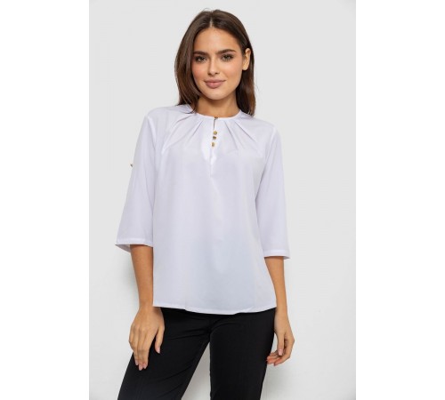 Блуза однотонна, колір білий, 230R112-10