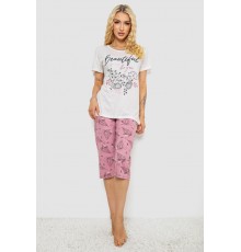 Піжама жіноча з принтом, колір молочний, 243R10311