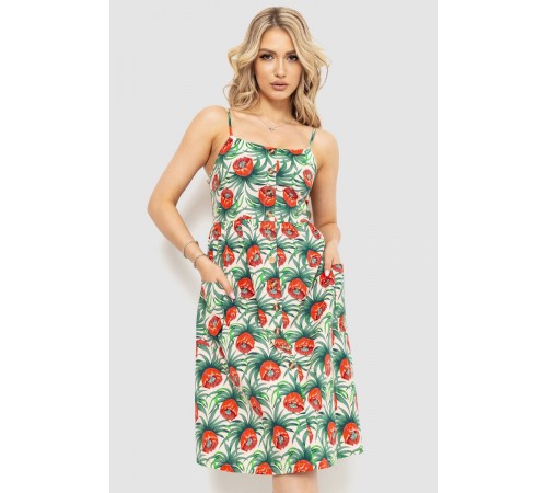 Жіночий сарафан з квітковим принтом, колір червоно-зелений, 221R1932
