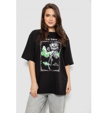 Футболка жіноча з принтом, колір чорний, 244R2009