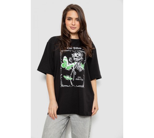 Футболка жіноча з принтом, колір чорний, 244R2009