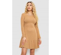 Сукня трикотажна з оборкою, колір бежевий, 230R0112