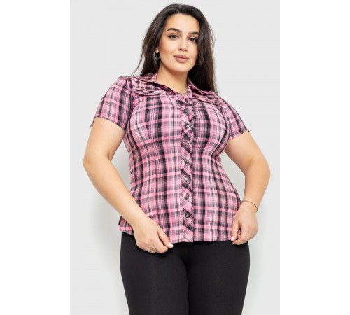 Рубашка женская в клетку, цвет розово-серый, 230R065