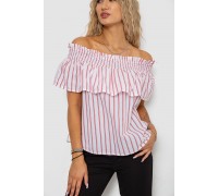 Блуза в смужку, колір біло-червоний, 244R302-1