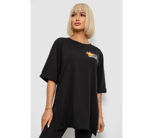 Футболка жіноча з принтом, колір чорний, 244R1031-5