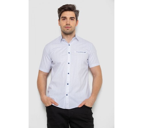 Рубашка мужская с принтом, цвет бело-синий, 214R7332