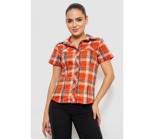 Сорочка жіноча в клітку, колір помаранчевий, 230R061-11