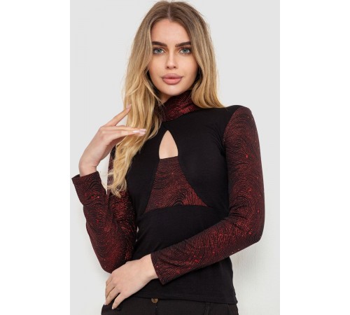 Гольф жіночий ошатний, колір чорно-червоний, 186R107-1