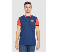 Поло мужское с принтом, цвет синий, 247R317