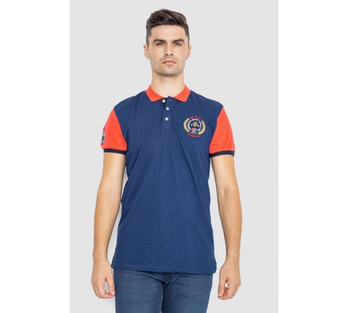Поло мужское с принтом, цвет синий, 247R317