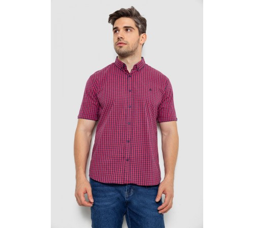 Рубашка мужская в клетку, цвет малиновый, 214R2445-1