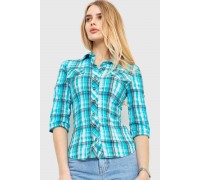 Сорочка жіноча в клітку, колір блакитний, 230R063