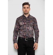 Рубашка мужская с принтом, цвет коричневый, 214R2684