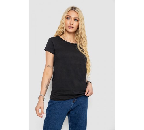 Футболка женская однотонная, цвет черный, 244R2206