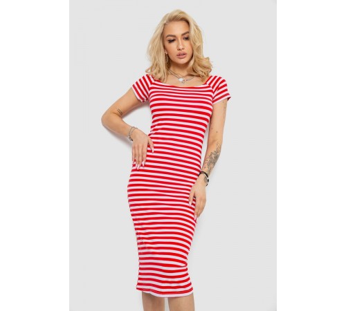Сукня в смужку, колір червоно-білий, 244R536-1