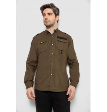 Рубашка мужская однотонная с принтом, цвет хаки, 186R02
