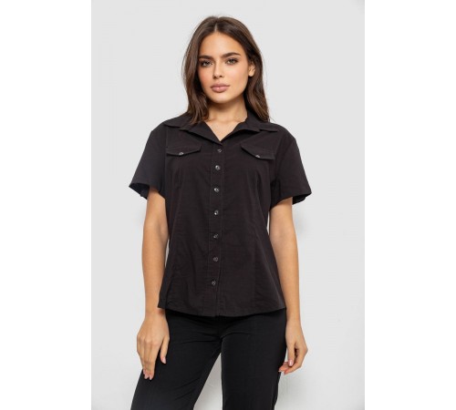 Сорочка жіноча однотонна, колір чорний, 230R068-1