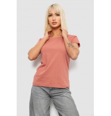 Футболка жіноча однотонна, колір пудровий, 244R2806 Футболка жіноча однотонна, колір пудровий, 244R2806