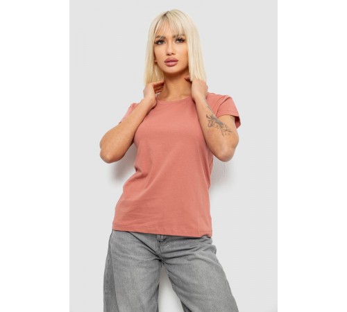 Футболка жіноча однотонна, колір пудровий, 244R2806