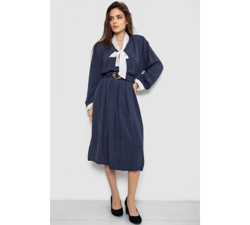 Костюм жіночий класичний у горох, колір синьо-білий, 167R3002