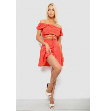 Костюм женский топ и юбка с принтом в горох, цвет коралловый, 257R758-1