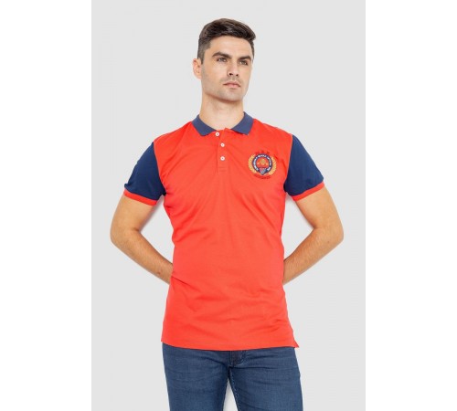 Поло мужское с принтом, цвет коралловый, 247R317