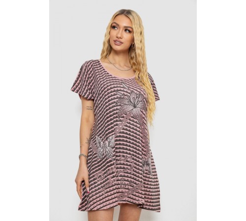 Туніка жіноча з принтом, колір пудрово-чорний, 238RBD378