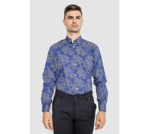 Рубашка мужская с принтом, цвет синий, 247R115