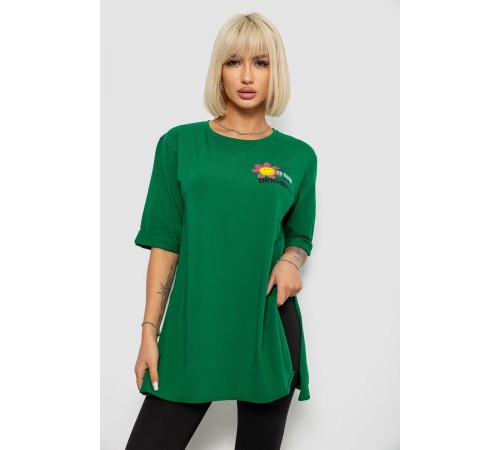 Футболка жіноча з принтом, колір темно-зелений, 244R1031-5