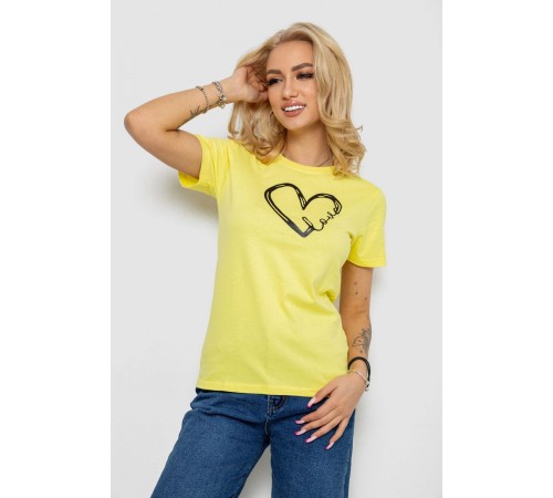 Футболка жіноча з принтом, колір жовтий, 238R558