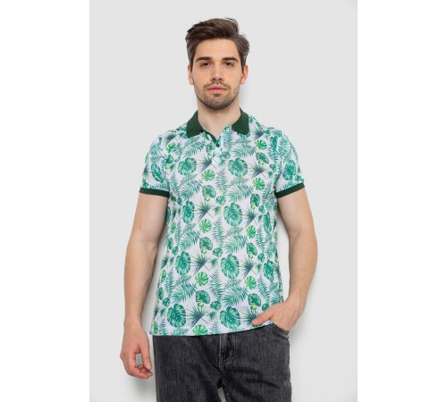 Поло мужское с принтом, цвет зелено-молочный, 247R311