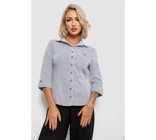 Рубашка классическая в полоску, цвет серо-белый, 230R645-1