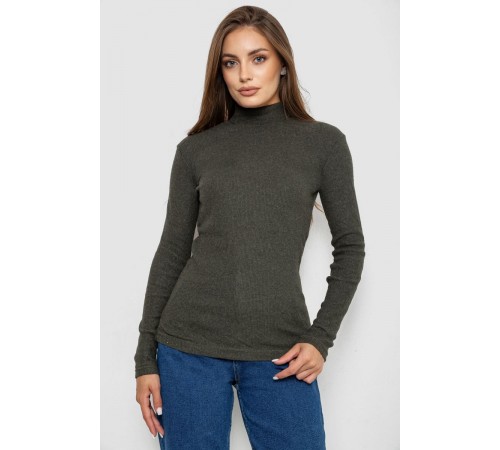 Гольф жіночий однотонний в рубчик, колір хакі, 238R803