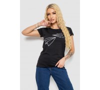 Футболка женская с принтом, цвет черный, 244R2217