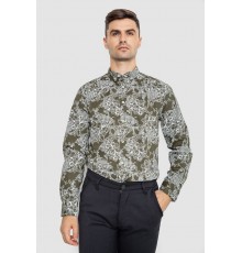 Рубашка мужская с принтом, цвет оливково-белый, 247R115