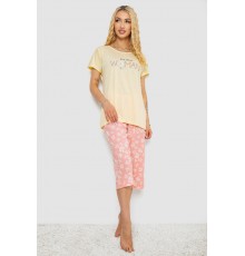 Піжама жіноча з принтом, колір жовтий, 243R7075