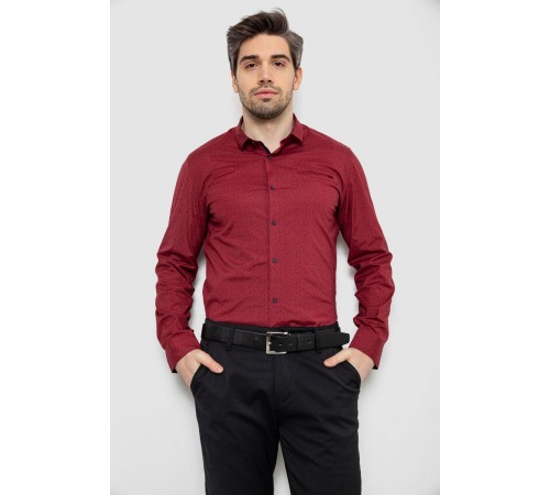 Рубашка мужская с принтом, цвет бордовый, 186R2009