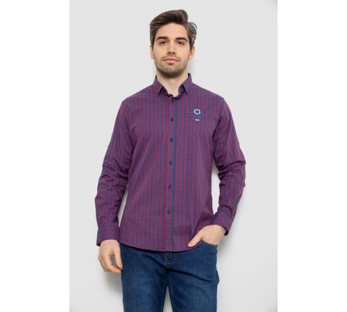 Рубашка мужская в полоску, цвет бордово-синий, 186RM01