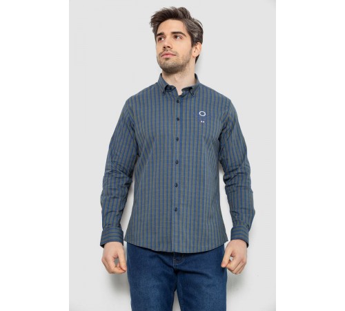 Рубашка мужская в полоску, цвет сине-зеленый, 186RM01