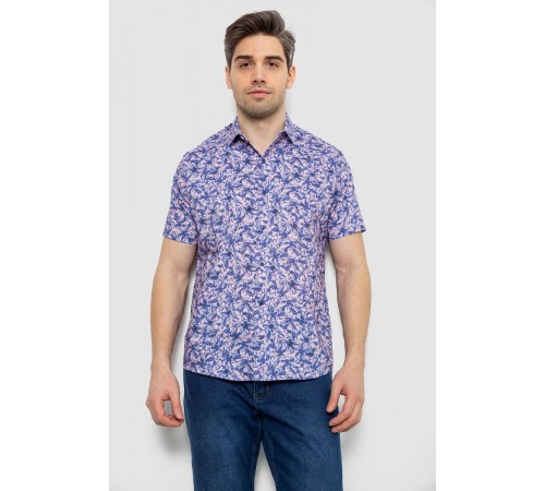 Рубашка мужская с принтом, цвет сиреневый, 186R7341-1