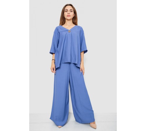 Костюм жіночий тканина льон жатка, колір джинс, 102R5263
