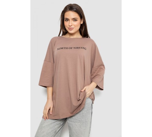 Футболка жіноча з принтом, колір мокко, 244R3013