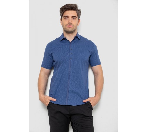 Рубашка мужская с принтом, цвет джинс, 214R7014