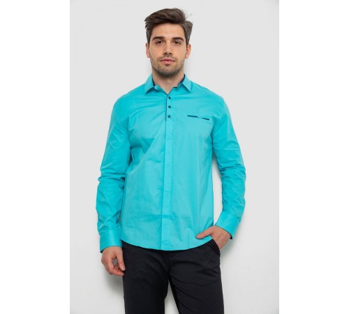Рубашка мужская, цвет бирюзовый, 214R7150
