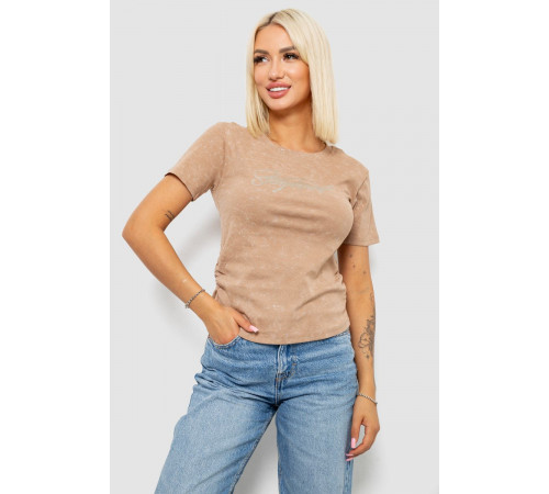 Футболка женская с принтом, цвет бежевый, 221R3303