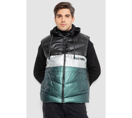 Жилетка мужская демисезонная, цвет черно-зеленый, 244R990013