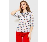 Блуза с принтом, цвет молочно-синий, 230R1121