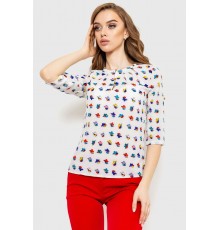 Блуза з принтом, колір молочно-синій, 230R1121