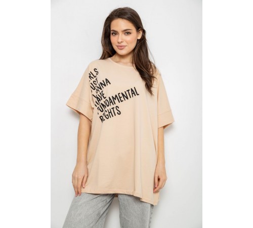 Футболка жіноча з принтом, колір світло-бежевий, 244R4001