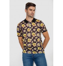 Поло мужское с принтом, цвет черно-желтый, 247R306